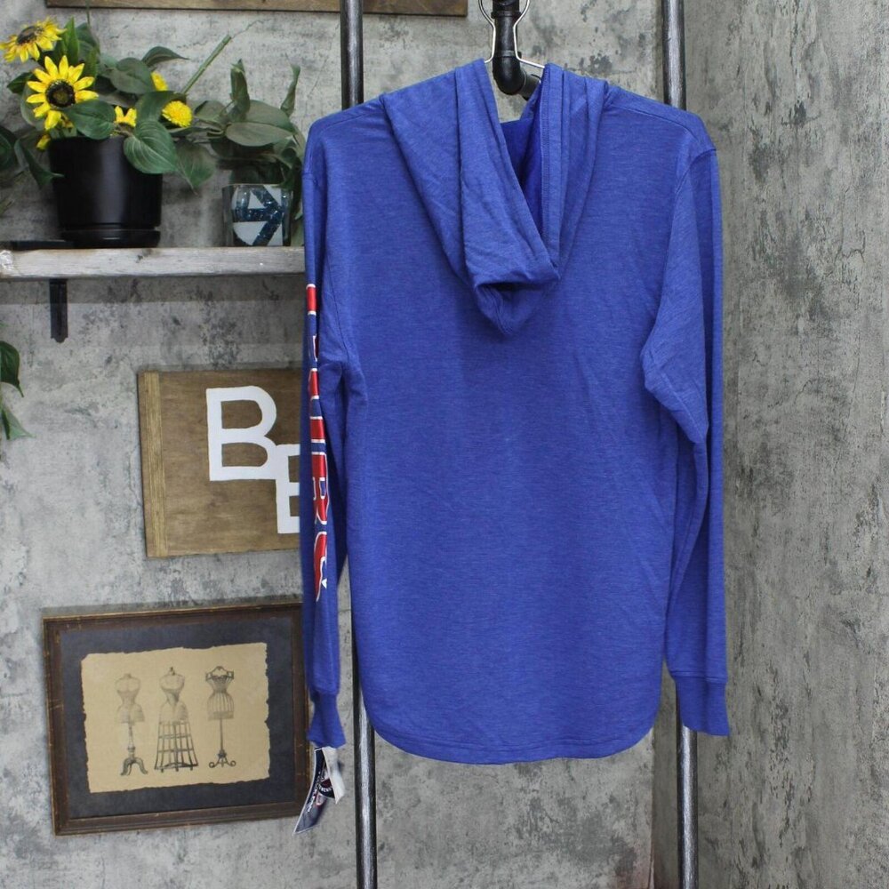 NWT MLB Cubs Men's Lightweight Henley Hooded Sweatshirt 196761972257 S Blue - Picture 2 of 4